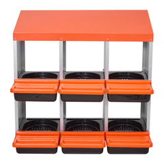 2 Tiers Chicken Nesting Boxes, 6 Compartments, Metal Egg Laying Boxes with Protective Collection Lids, Roll Out Nesting Box, Easy to Assemble, Ideal for Hens, Ducks, Chickens, and Other Poultry