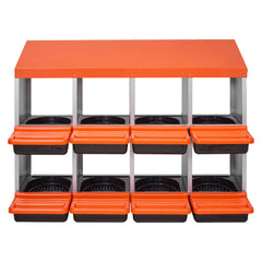 2 Tiers Chicken Nesting Boxes, 8 Compartments, Metal Egg Laying Boxes with Protective Collection Lids, Roll Out Nesting Box, Easy to Assemble, Ideal for Hens, Ducks, Chickens, and Other Poultry