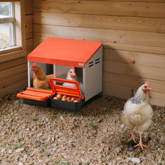 Chicken Nesting Boxes, 2 Compartments, Easy Egg Collection, Wall Mount, Easy to Assemble, Galvanized Steel and High-Strength Plastic, Roll Away Nesting Boxes for Chickens Laying Eggs, Orange