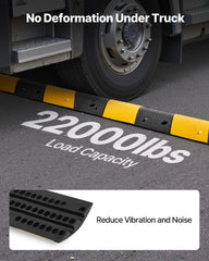 1000MM Rubber Speed Bump, 2 Pack, 2 Channel Heavy Duty Traffic Speed Hump, 9,979 kg/Axle Load Capacity, Cable Protector Ramp with Expansion Screws, for Asphalt Concrete Gravel Driveway and Road