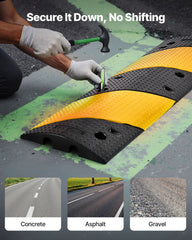 1000MM Rubber Speed Bump, 2 Pack, 2 Channel Heavy Duty Traffic Speed Hump, 9,979 kg/Axle Load Capacity, Cable Protector Ramp with Expansion Screws, for Asphalt Concrete Gravel Driveway and Road