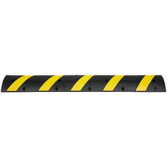6 ft Rubber Speed Hump, 2 Channel, 10000 kg/axle Load Capacity Heavy Duty Traffic Speed Bump, with High Reflective Yellow Strip 4 Expansion Screws and 1 Drill, for Asphalt Concrete Gravel Roads