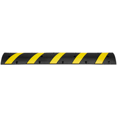 6 ft Rubber Speed Hump, 2 Channel, 10000 kg/axle Load Capacity Heavy Duty Traffic Speed Bump, with High Reflective Yellow Strip 4 Expansion Screws and 1 Drill, for Asphalt Concrete Gravel Roads