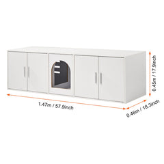 Cat Litter Box Enclosure Wooden Litter Box Furniture Hidden 57.9" White