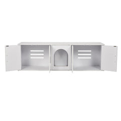 Cat Litter Box Enclosure Wooden Litter Box Furniture Hidden 57.9" White