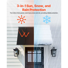 Fixed Metal Awning 1125 × 610 mm, Window Awning Door Canopy, Stable Triangle Steel Frame Awnings for Doors Exterior Rain, and Snow Sunlight Protection for Door Entrance, Windows, Porches, Balconies