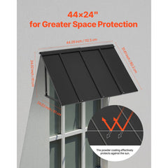 Fixed Metal Awning 1125 × 610 mm, Window Awning Door Canopy, Stable Triangle Steel Frame Awnings for Doors Exterior Rain, and Snow Sunlight Protection for Door Entrance, Windows, Porches, Balconies