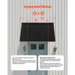 Fixed Metal Awning 1125 × 610 mm, Window Awning Door Canopy, Stable Triangle Steel Frame Awnings for Doors Exterior Rain, and Snow Sunlight Protection for Door Entrance, Windows, Porches, Balconies