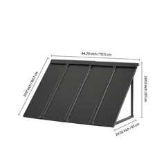 Fixed Metal Awning 1125 × 610 mm, Window Awning Door Canopy, Stable Triangle Steel Frame Awnings for Doors Exterior Rain, and Snow Sunlight Protection for Door Entrance, Windows, Porches, Balconies