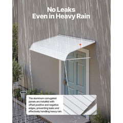 Aluminum Awning 1219 × 1066 mm, Durable Window Awning Door Canopy, Lightweight and Stable Aluminum Exterior Awnings Rain Snow Sunlight Protection for Door Entrance Windows Patio Porch