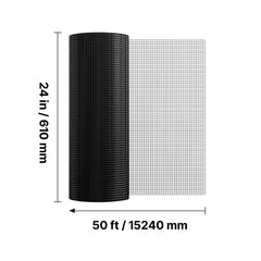 Hardware Cloth 61cm x 15.2m, 1/2 in 19 Gauge Galvanized Wire Mesh Roll, Weather-Resistant Vinyl Coated Chicken Wire Fencing, Heavy Duty Welded Garden Plant Fencing for Rabbit Cage Snake Fence