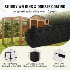 Hardware Cloth, 24'' x 50' Galvanized Wire Mesh Roll, 16 Gauge Chicken Wire Fence Roll, Vinyl Coating Metal Wire Mesh for Chicken Coop Barrier, Rabbit Snake Fences, Poultry Enclosures