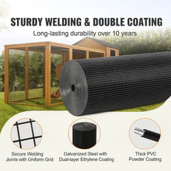 Hardware Cloth, 36'' x 50' Galvanized Wire Mesh Roll, 19 Gauge Chicken Wire Fence Roll, Vinyl Coating Metal Wire Mesh for Chicken Coop Barrier, Rabbit Snake Fences, Poultry Enclosures