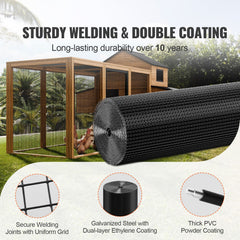 Hardware Cloth, 48'' x 50' Galvanized Wire Mesh Roll, 19 Gauge Chicken Wire Fence Roll, Vinyl Coating Metal Wire Mesh for Chicken Coop Barrier, Rabbit Snake Fences, Poultry Enclosures