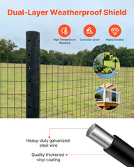 Farm Fence, 122cm x 15.2m, 2 x 4 in Mesh 14 Gauge Galvanized Steel Wire Fencing for Cattle, Hog & Sheep , Heavy Duty Vinyl Coated Livestock Fence for Animal Enclosures, Cage Wire, Garden Fences