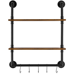 Industrial Pipe Shelf 2 Tier 24x7.87in Wall-Mount for Kitchen Bedroom