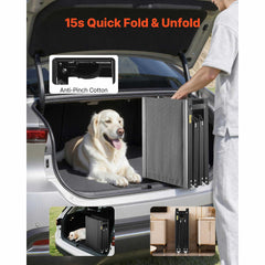 Dog Ramp for Cars, 1800 × 432 mm, Folding Pet Ramps for Medium & Large Dogs up to 113 kg, Pet Stair Ramp with Non-Slip Oxford Fabric Surface, Portable Outdoor Dog Car Ramps for SUV & Truck