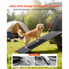 Dog Ramp for Cars, 1800 × 432 mm, Folding Pet Ramps for Medium & Large Dogs up to 113 kg, Pet Stair Ramp with Non-Slip Oxford Fabric Surface, Portable Outdoor Dog Car Ramps for SUV & Truck