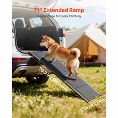 Dog Ramp for Cars, 1800 × 432 mm, Folding Pet Ramps for Medium & Large Dogs up to 113 kg, Pet Stair Ramp with Non-Slip Oxford Fabric Surface, Portable Outdoor Dog Car Ramps for SUV & Truck