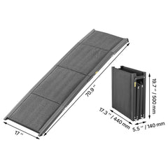 Dog Ramp for Cars, 1800 × 432 mm, Folding Pet Ramps for Medium & Large Dogs up to 113 kg, Pet Stair Ramp with Non-Slip Oxford Fabric Surface, Portable Outdoor Dog Car Ramps for SUV & Truck