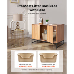 Cat Litter Box Enclosure Furniture, 80 cm Hidden Litter Box Cabinet with Scratch Pad & Storage, Waterproof Cat Washroom End Table Cat House, Fit Most of Litterbox, for Bedroom Living Room