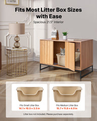 Cat Litter Box Enclosure Furniture, 80 cm Hidden Litter Box Cabinet with Scratch Pad & Storage, Waterproof Cat Washroom End Table Cat House, Fit Most of Litterbox, for Bedroom Living Room