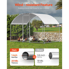 Metal Chicken Coop, 9.8x6.5x6.5ft Large Walk-in Chicken Runs with Cover, Doom Roof Hen House Enclosure with Security Lock, Outdoor Duck Rabbit Cage Poultry Pen for Backyard, Farm, Yard