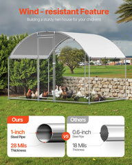 Metal Chicken Coop, 9.8x6.5x6.5ft Large Walk-in Chicken Runs with Cover, Doom Roof Hen House Enclosure with Security Lock, Outdoor Duck Rabbit Cage Poultry Pen for Backyard, Farm, Yard