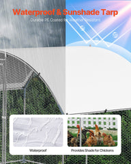 Metal Chicken Coop, 9.8x6.5x6.5ft Large Walk-in Chicken Runs with Cover, Doom Roof Hen House Enclosure with Security Lock, Outdoor Duck Rabbit Cage Poultry Pen for Backyard, Farm, Yard