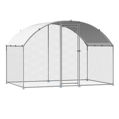 Metal Chicken Coop, 9.8x6.5x6.5ft Large Walk-in Chicken Runs with Cover, Doom Roof Hen House Enclosure with Security Lock, Outdoor Duck Rabbit Cage Poultry Pen for Backyard, Farm, Yard