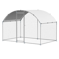 Metal Chicken Coop, 9.8x6.5x6.5ft Large Walk-in Chicken Runs with Cover, Doom Roof Hen House Enclosure with Security Lock, Outdoor Duck Rabbit Cage Poultry Pen for Backyard, Farm, Yard