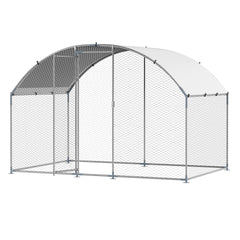 Metal Chicken Coop, 9.8x6.5x6.5ft Large Walk-in Chicken Runs with Cover, Doom Roof Hen House Enclosure with Security Lock, Outdoor Duck Rabbit Cage Poultry Pen for Backyard, Farm, Yard
