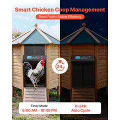 Automatic Chicken Coop Door, Battery Powered Chicken Coop Door with Timer & Manual Setting, Anti-Pinch Security, Durable Aluminum Alloy, Auto Chick Run Gate Opener with Waterproof Sealing, Black