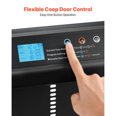 Automatic Chicken Coop Door, Battery Powered Chicken Coop Door with Timer & Manual Setting, Anti-Pinch Security, Durable Aluminum Alloy, Auto Chick Run Gate Opener with Waterproof Sealing, Black