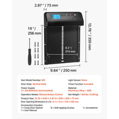Automatic Chicken Coop Door, Battery Powered Chicken Coop Door with Timer & Manual Setting, Anti-Pinch Security, Durable Aluminum Alloy, Auto Chick Run Gate Opener with Waterproof Sealing, Black