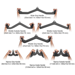 LAT Pulldown Attachments, Cable Machine Rowing T-bar V-bar 7 Set, Tricep Pull Down Bar, Back Strength Training Rubber Coated Handle Grip, Bicep Curl Tricep Lat Pulldown Bar for Home Gym Fitness
