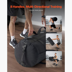 Workout Sandbag, Heavy Duty Workout Power Bags with Handles, 56-90 kg Adjustable Slam Bag for Fitness Strength Weight Training Cross-Training, Home Gym Exercise, Black (Unfilled)