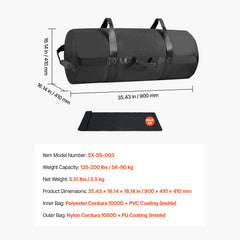 Workout Sandbag, Heavy Duty Workout Power Bags with Handles, 56-90 kg Adjustable Slam Bag for Fitness Strength Weight Training Cross-Training, Home Gym Exercise, Black (Unfilled)