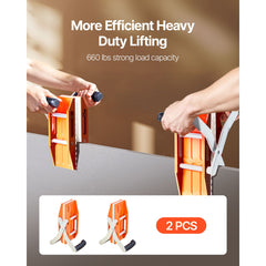 Double Handed Stone Carrying Clamps, 299 kg Load Capacity, 2 Pack Granite Panel Carriers Lifting Tools with Rubber-lined (0-60 mm), Heavy Duty lifting Clamps for Plywood, Glass, Granite