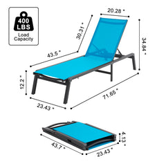 Chaise Lounge Chair Outdoor Patio Lounge Chair Adjustable 5-Position 2 pcs