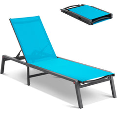 Chaise Lounge Chair Outdoor Patio Lounge Chair Adjustable 5-Position 2 pcs