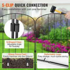 Garden Fence, No Dig Fence 61 x 33 cm Animal Barrier Fence, Underground Decorative Garden Fencing with 5.08 cm Spike Spacing, Metal Dog Fence for the Yard and Outdoor Patio, 10 Pack