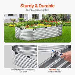 Metal Raised Garden Bed 4x2x1 ft Outdoor Galvanized Planter Box Silver