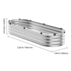 Metal Raised Garden Bed 4x2x1 ft Outdoor Galvanized Planter Box Silver