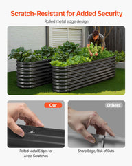Metal Raised Garden Bed, 2.4 x 0.6 x 0.6 m Oval Outdoor Galvanized Planter Garden Box, Open Bottom Design, Large Planter Raised Bed for Growing Vegetables, Flowers, Herbs, Succulents, Dark Gray