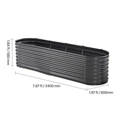 Metal Raised Garden Bed, 8 x 2 x 2 ft Outdoor Galvanized Planter Box, with Open Bottom, Large Oval Planter Raised Bed for Gardening Vegetables, Flowers, Herbs, and Succulent Plants, Dark Gray