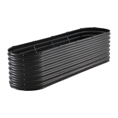 Metal Raised Garden Bed, 8 x 2 x 2 ft Outdoor Galvanized Planter Box, with Open Bottom, Large Oval Planter Raised Bed for Gardening Vegetables, Flowers, Herbs, and Succulent Plants, Dark Gray