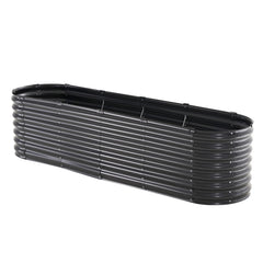 Metal Raised Garden Bed, 8 x 2 x 2 ft Outdoor Galvanized Planter Box, with Open Bottom, Large Oval Planter Raised Bed for Gardening Vegetables, Flowers, Herbs, and Succulent Plants, Dark Gray
