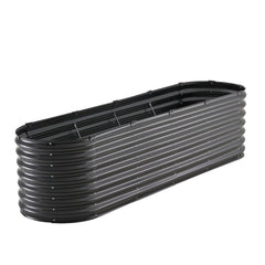 Metal Raised Garden Bed, 8 x 2 x 2 ft Outdoor Galvanized Planter Box, with Open Bottom, Large Oval Planter Raised Bed for Gardening Vegetables, Flowers, Herbs, and Succulent Plants, Dark Gray