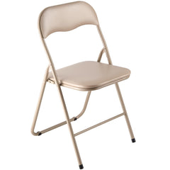 4 Pack Folding Chairs, Foldable Leather Chairs with Heavy Duty Metal Frame & Padded Cushion, Portable Folding Card Table Chairs, Stackable Seats for Home, Yard, Garden, Parties, Events, Khaki